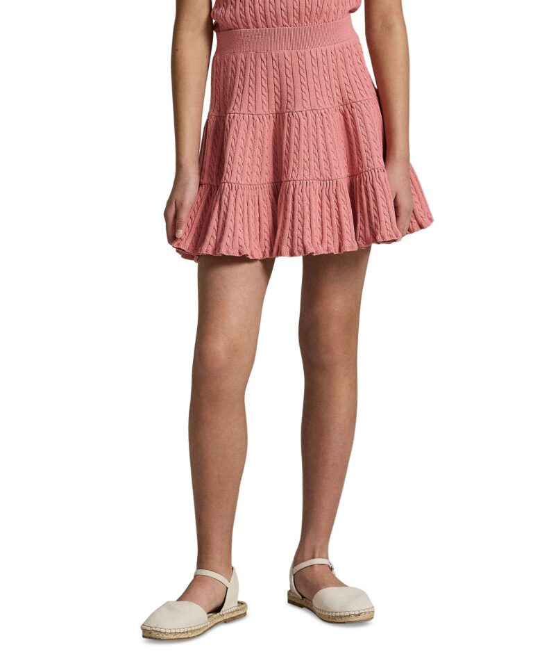 Girls' 7-16 Mini-Cable Tiered Skirt