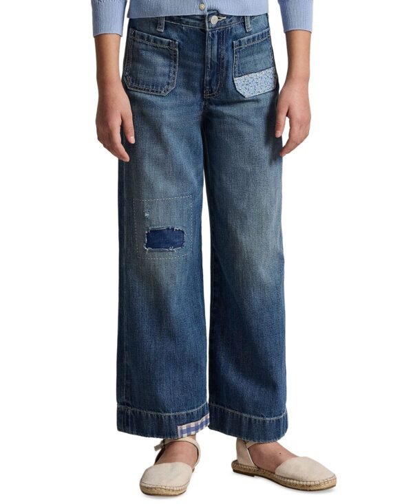 Girls' 7-16 Distressed Wide-Leg Denim Jeans