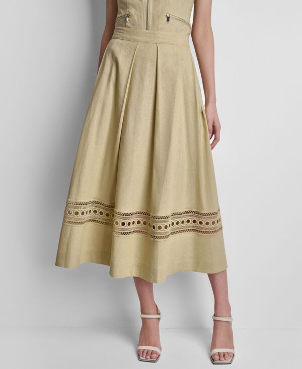 Women's Loop Embroidered Pleated Midi Skirt