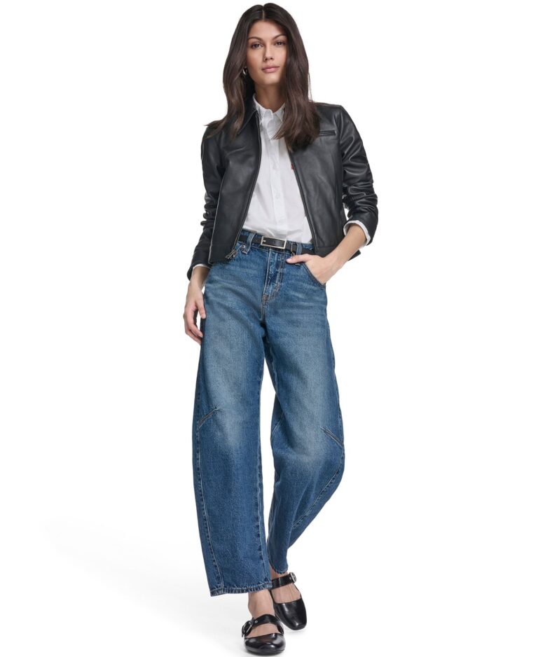 Women's Real Leather Laydown Collar Jacket