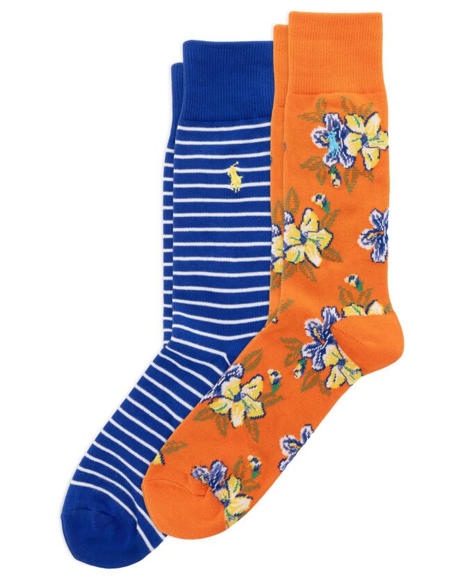 Men's 2-Pack Bold Florals and Classic Stripes Sock