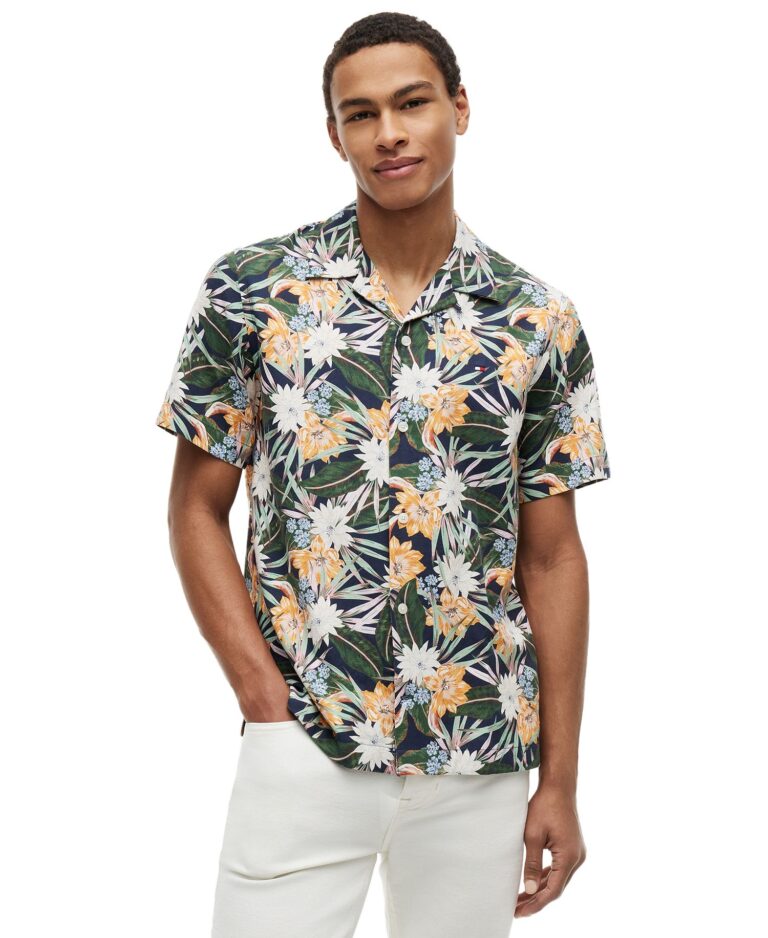 Men's Camp Collar Floral Short-Sleeve Shirt