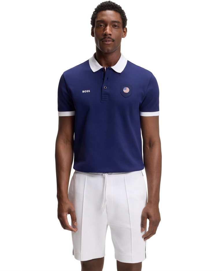 Men's Paddy USA Country Flag Trim Polo Shirt
