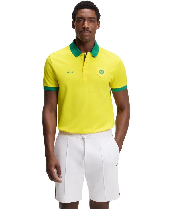 Men's Paddy Brazil Country Flag Trim Polo Shirt