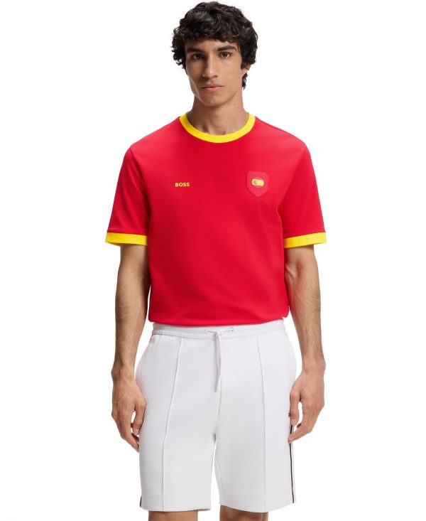 Men's Stretch-Cotton Spain Country Flag Logo T-Shirt