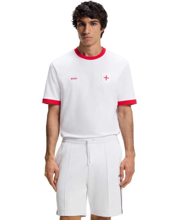 Men's Stretch-Cotton England Country Flag Logo T-Shirt