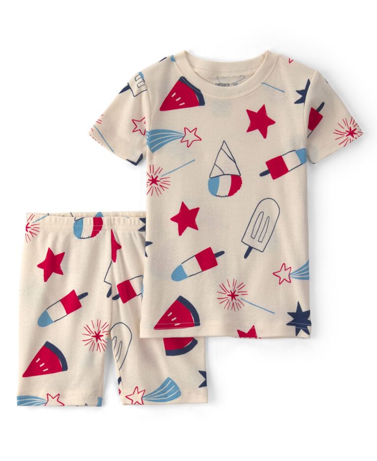 Toddler Boys' and Girls' 2T-5T Fourth of July Short-Sleeve Cotton Sleep & Play, 2-Piece Set