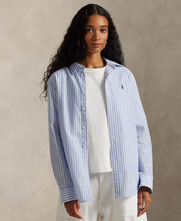 Women's Striped Long-Sleeve Button-Front Shirt