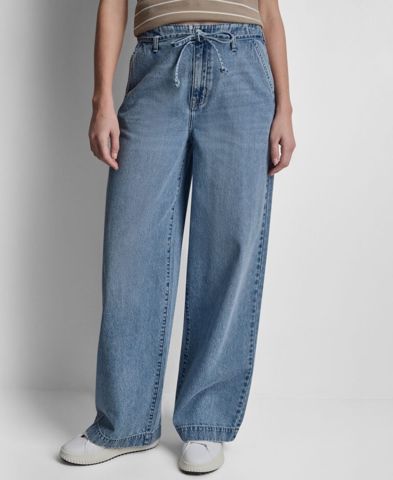 Women's High-Rise Self-Belt Wide-Leg Trousers