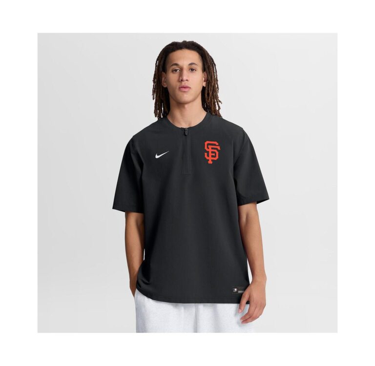 Men's Black San Francisco Giants Authentic Collection Dri-FIT Quarter-Zip Windshirt