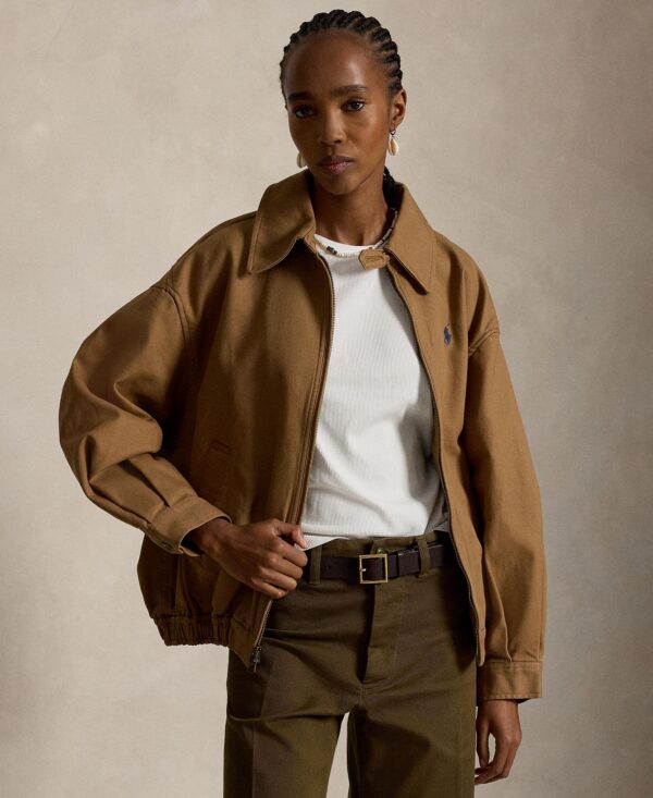 Women's Oversized Spread Collar Windbreaker Jacket