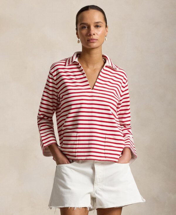 Women's Striped Split-Placket Mariner Pull-On T-Shirt