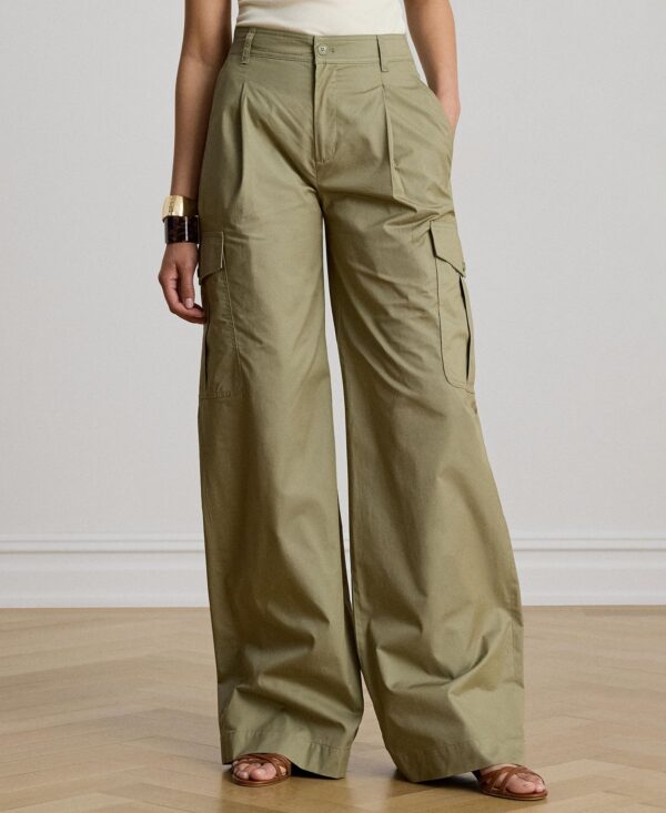 Women's High-Rise Pleated Wide-Leg Cargo Pants