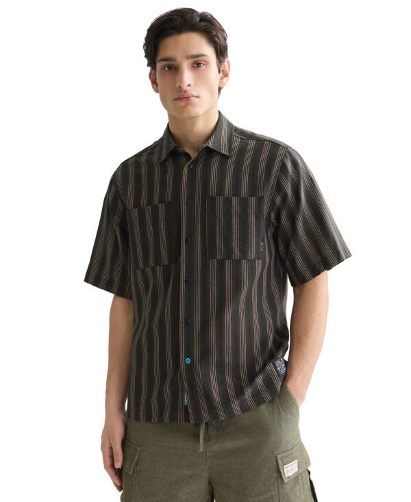 Men's Striped Short-Sleeve Cotton Shirt