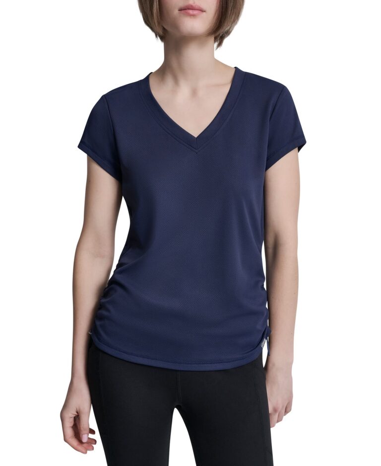 Women's Ruched Side Seams V-Neck Tech T-Shirt