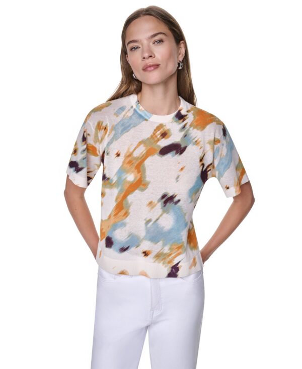 Women's Printed Short-Sleeve Sweater