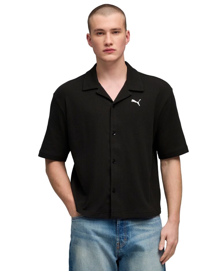 Men's Waffle Button-Up Shirt
