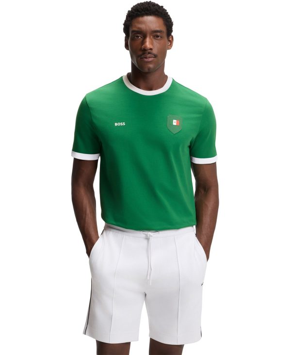 Men's Stretch-Cotton Mexico Country Flag Logo T-Shirt