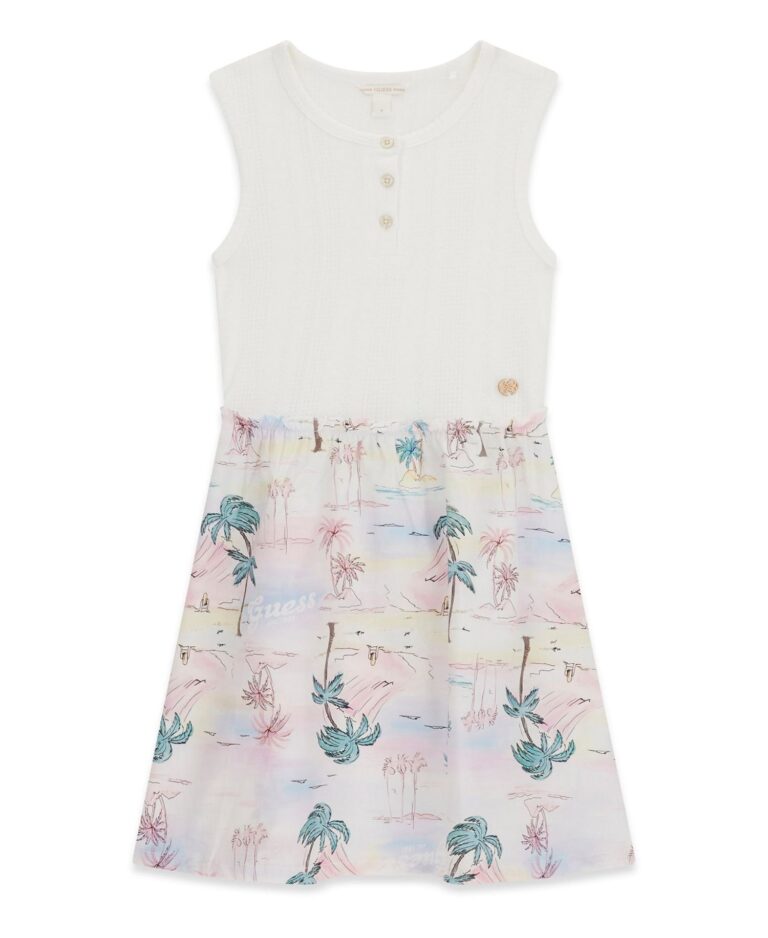 Girls' 7-16 Mixed Fabric Sleeveless Dress
