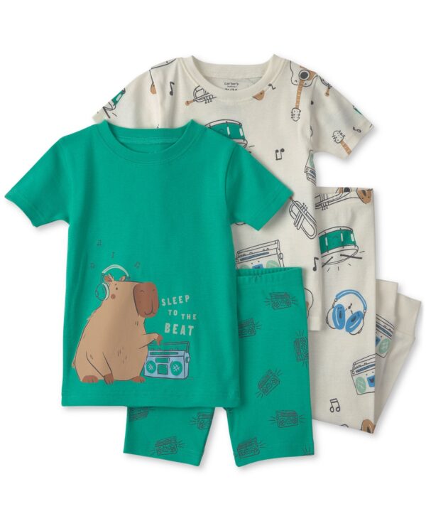 Toddler Boys' 2T-5T Capybara Short-Sleeve Tops, Shorts and Pants Pajamas, 4-Piece Set
