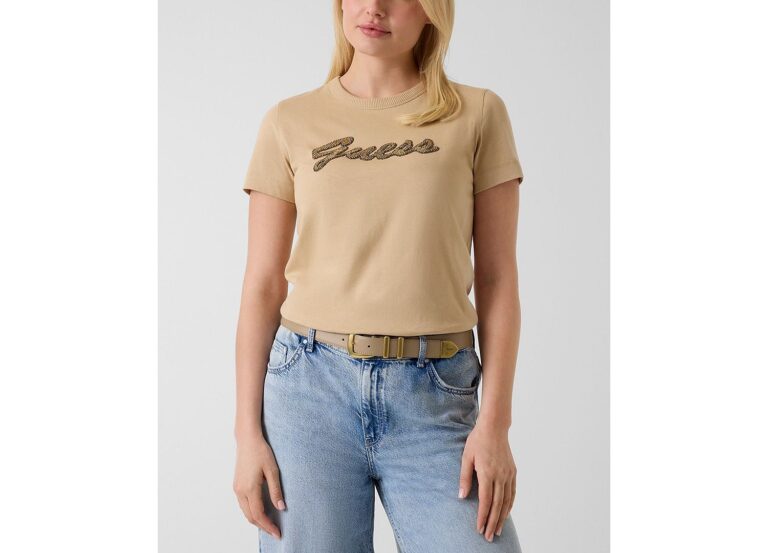 Women's Beads Script Crewneck Cotton T-Shirt
