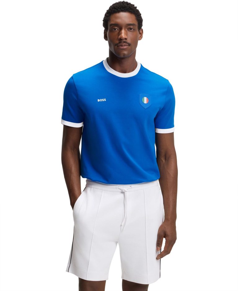 Men's Stretch-Cotton Italy Country Flag Logo T-Shirt