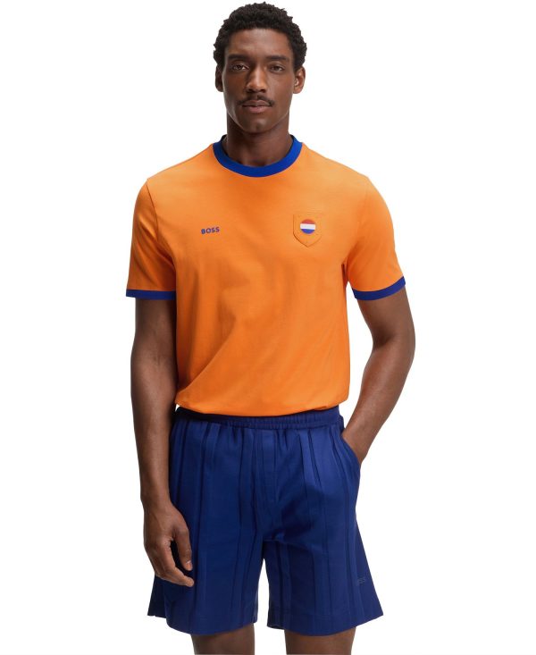 Men's Stretch-Cotton Netherlands Country Flag Logo T-Shirt