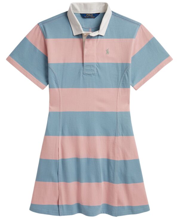Girls' 7-16 Striped Short-Sleeve Rugby Dress
