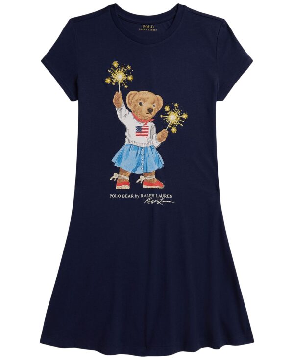 Girls' 7-16 Polo Bear Short-Sleeve Jersey Dress