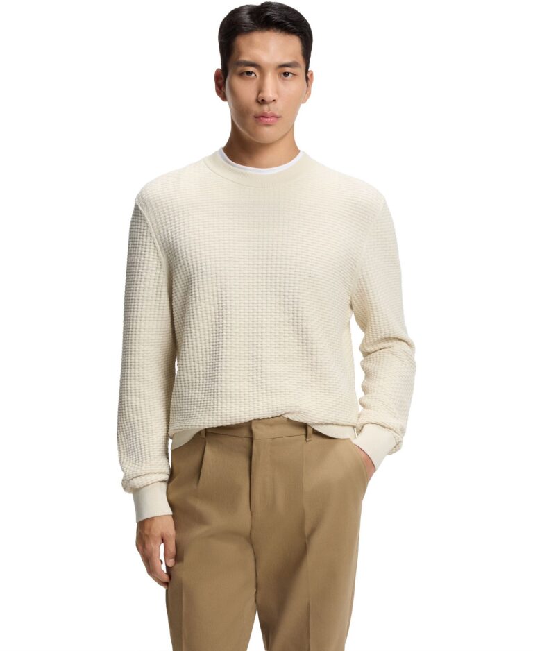 Men's Knitted Structure Cotton Sweater