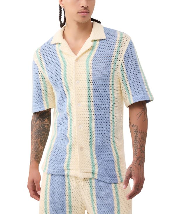 Men's Regular-Fit Short-Sleeve Knit Stripe Shirt