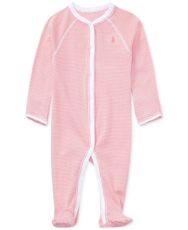 Baby Girls Striped Cotton Coverall