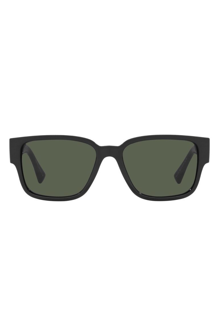 Havana 57mm Rectangular Sunglasses