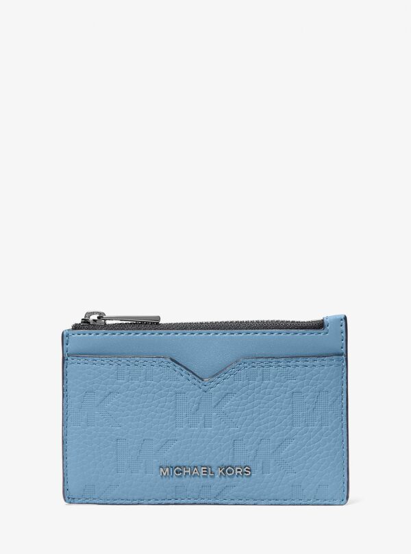 hudson logo embossed leather card case