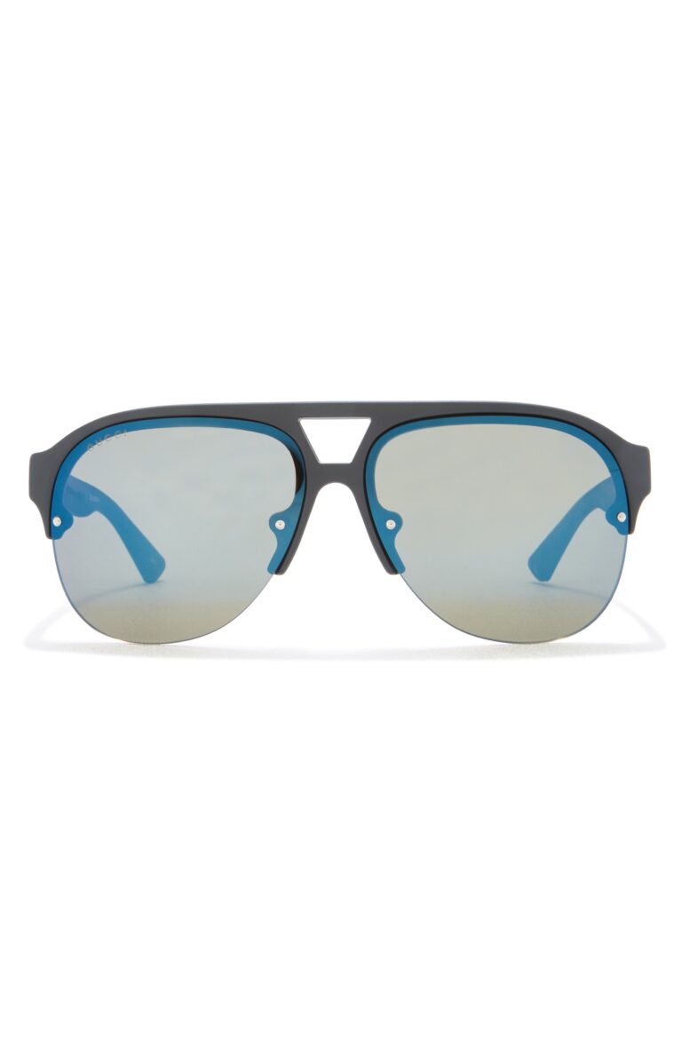 59mm Half Rim Aviator Sunglasses