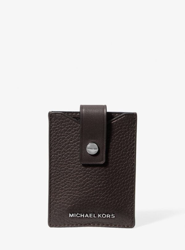 hudson pebbled leather snap card case