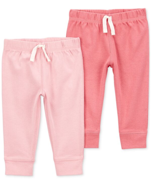 Baby Girls Cotton Pull-On Pants, 2 Pack