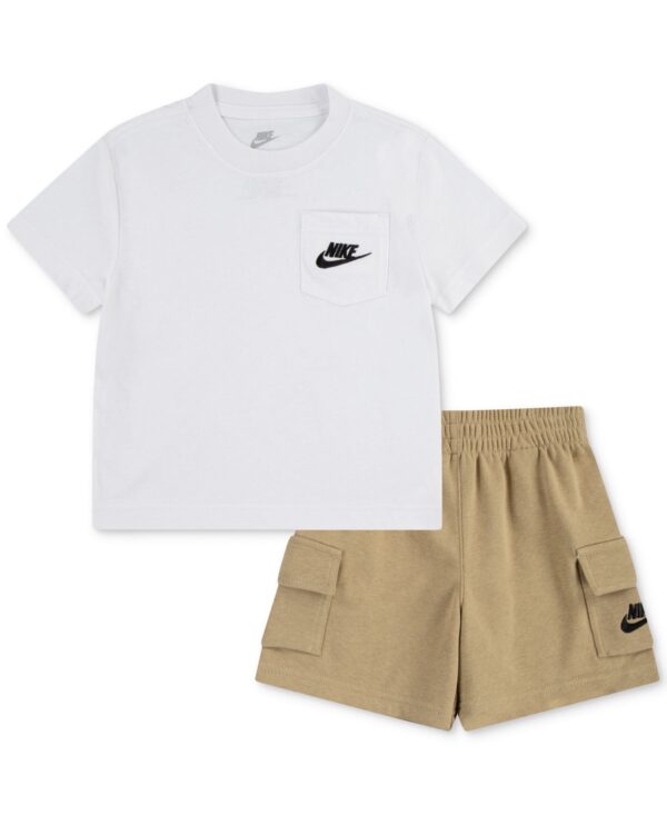 Boys' Toddler 2T-4T Pocket T-Shirt and French Terry Shorts, 2 Piece Set