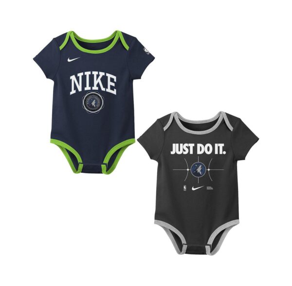 Newborn Navy/Black Minnesota Timberwolves Just Do It Bodysuit Set 2-Pack