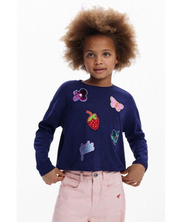 Girls's T-shirt with applique shapes