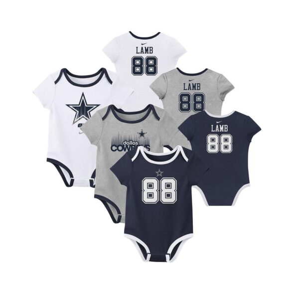 Baby Boys and Girls 3-Pack CeeDee Lamb Dallas Cowboys Name Number Bodysuit Set