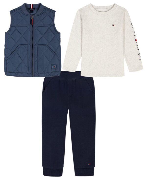 Boys' Toddler 2T-4T Crewneck T-Shirt, Vest and Pants, 3-Piece Set