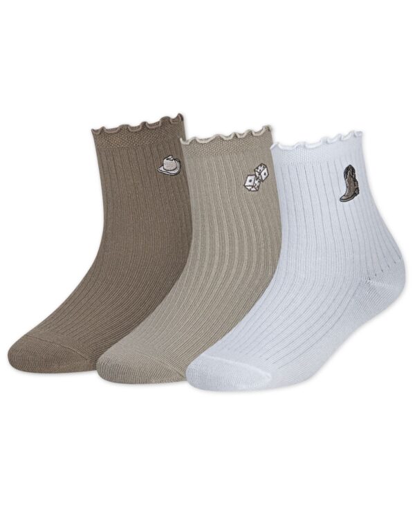 Girls' 5-11 Half-Crew Lettuce Socks, 3-Pack