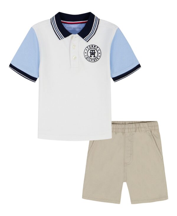 Boys' 2T-7 Ribbed Polo Shirt and Shorts, 2-Piece Set