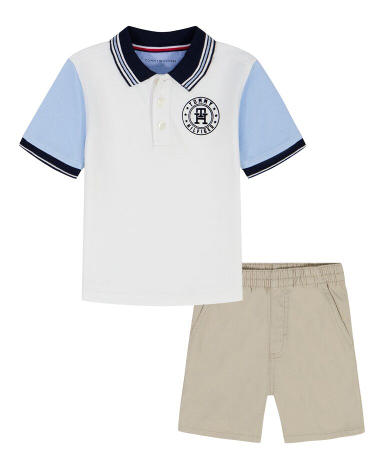 Boys' 2T-7 Ribbed Polo Shirt and Shorts, 2-Piece Set