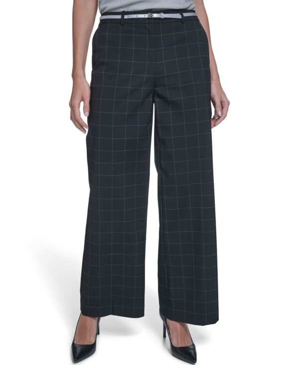 Women's Windowpane Wide-Leg Pants