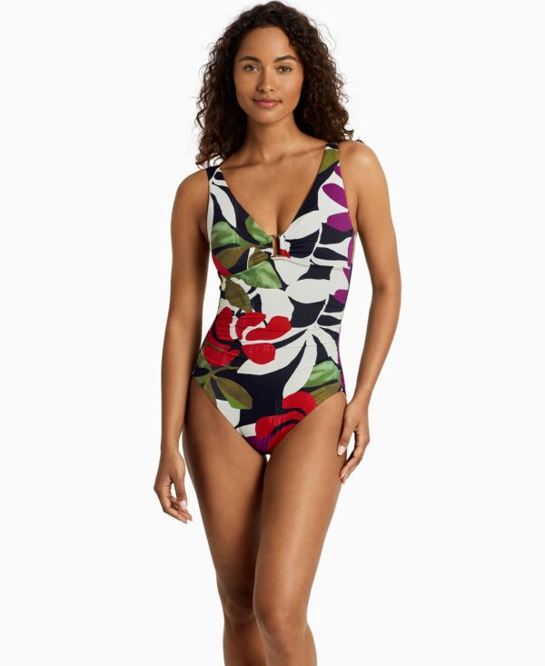 Ring Over-The-Shoulder Tummy Control Underwire One-Piece Swimsuit