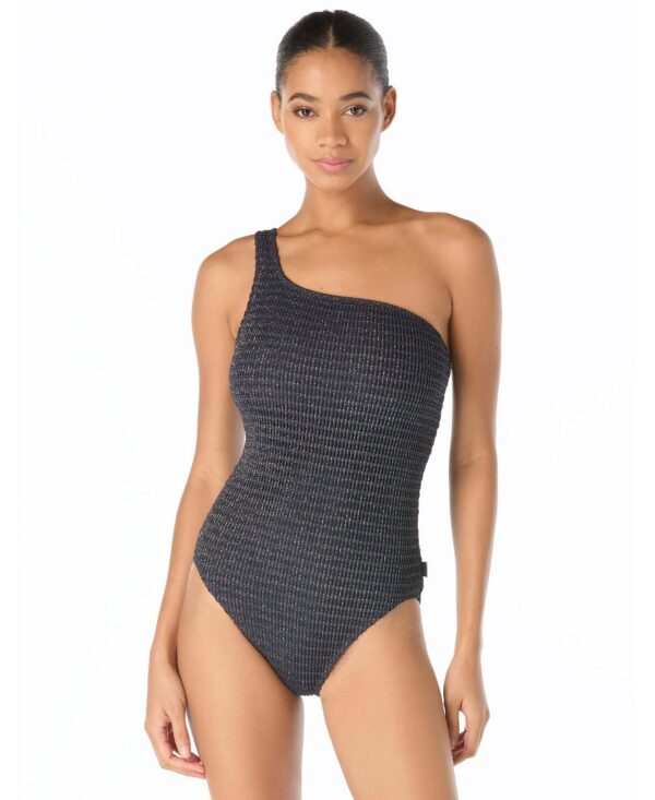 Michael Kors Women's Sparkle Crochet One-Shoulder One-Piece Swimsuit