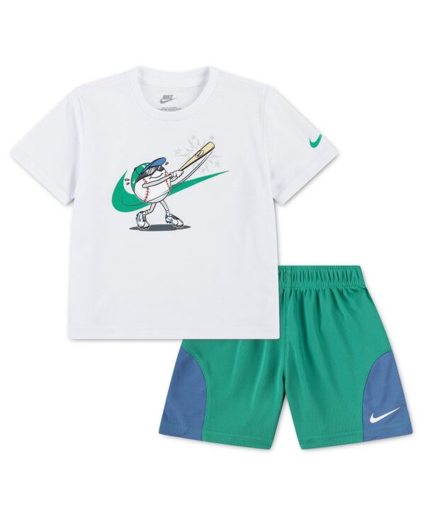 Toddler Boys' 2T-4T Baseball Graphic T-Shirt and Mesh Shorts, 2-Piece Set