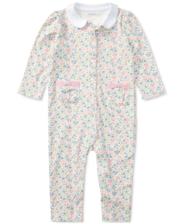 Baby Girls Floral Print Cotton Coverall